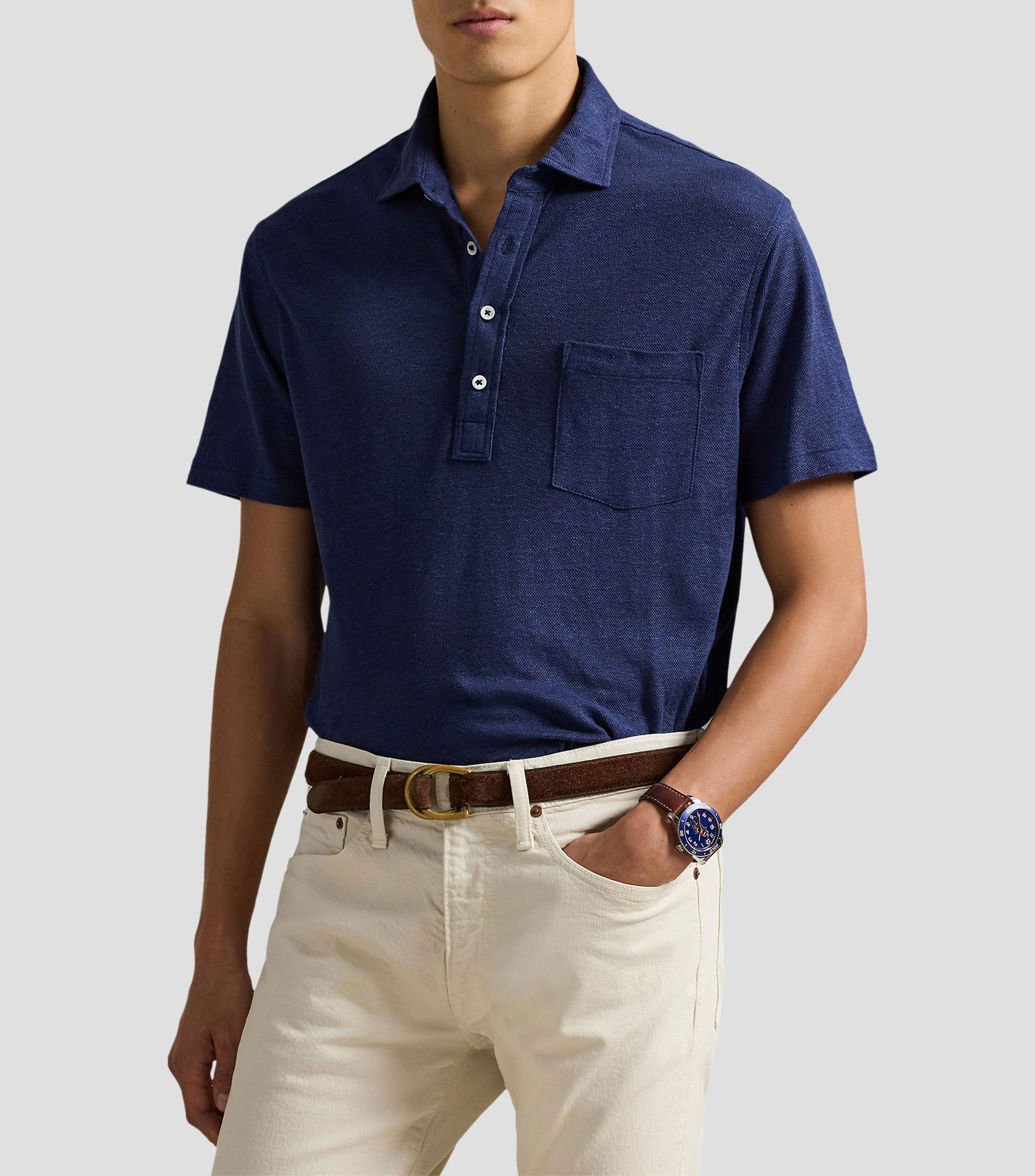 Playera tipo polo manga corta lisa Hombre